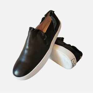 Kate Spade Lilly leather ruffle trim slip on sneakers black size 8 1/2
